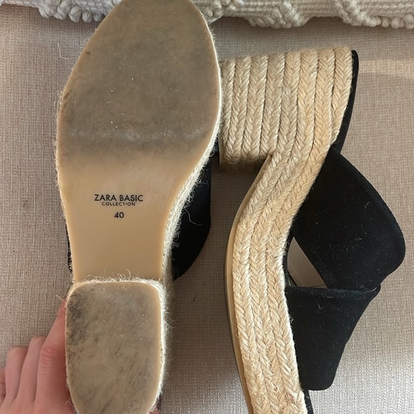 Zara Basic Collection - black woven raffia block heel platform EU 40 (size 9) - Picture 6 of 6